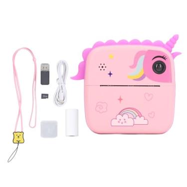 Imagem de Câmera de selfie com impressão instantânea para crianças, desenho HD, brinquedo de câmera digital infantil para crianças (rosa)