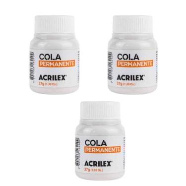 Imagem de Kit Super Econômico Cola Permanente para Artesanato Acrilex 37ml, 3 Un