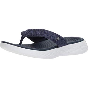 Imagem de Skechers chinelo feminino On-the-go 600-15304, Azul-marinho/branco, 6