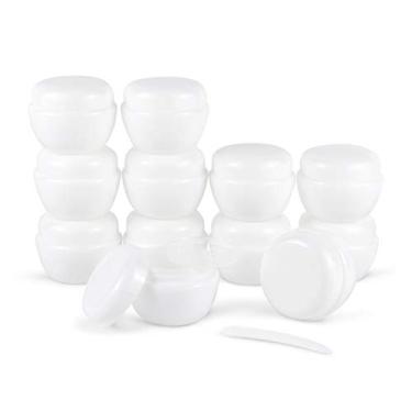 Imagem de Mini frascos de plástico transparente para viagem de 30 ml da Longway com tampas de amostra de tampas/recipientes pequenos de plástico para cosméticos de viagem com tampas para loções e cremes (pacote com 12, branco)