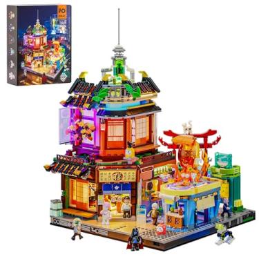 Imagem de FUNWHOLE Cyberpunk Japanese-Izakaya Lighting-Building-Bricks Set - Cyberpunk Neon City Future Pub Japanese Street View House Collection LED Light Model Set 1987 Pcs for Adults and Sci-fi Lovers