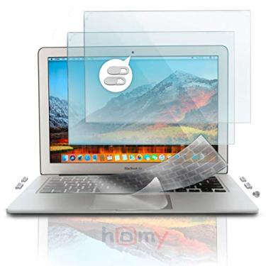 Imagem de Homy Kit de proteção total para MacBook Air de 13 polegadas 2017 ou anterior: 2 protetores de tela fosco + ID de toque da película do teclado + 2 capas deslizantes para câmera antiespião + plugues de