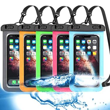 Imagem de Pacote com 5 bolsas universais à prova d'água, bolsa seca para celular grande, capa impermeável para Apple iPhone 16 15 14 13 12 11 Pro Max XS Max XR X 8 7 6 Plus SE, Samsung S25 Ultra, Note, até 7,5