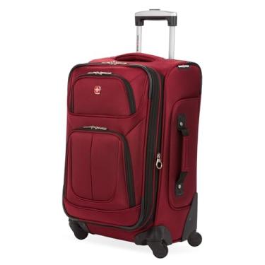 Imagem de SwissGear Mala macia com rodas giratórias Sion, Burgandy, Carry-On 21-Inch, Bagagem Sion Softside com rodas giratórias