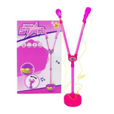 Imagem de Microfone duplo com pedestal ajustavel para meninas bbr toys