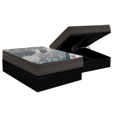 Imagem de Kit Cama Box Baú Queen SuperPocket Fort Tech ISO Molas Ensacadas Courano Black Anjos