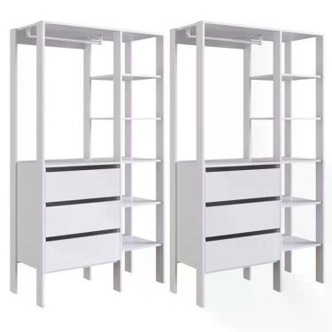 Imagem de Kit 02 Modulos Para Closet 03 Gavetas Db001 Branco Pp Milani Store Branco