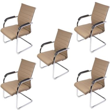 Imagem de Kit 5 Cadeiras Para Escritório Interlocutor Esteirinha Florença 3322 Or Design Caramelo