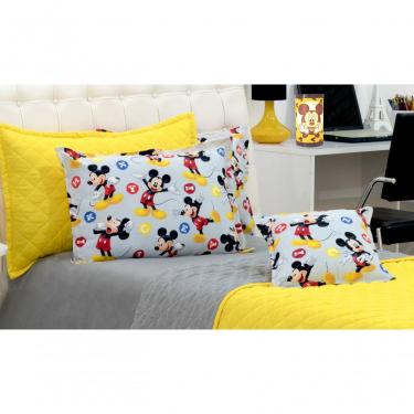 Imagem de Cobreleito Mickey Solteiro Dupla Face Amarelo E Cinza 03 Pçs [f101]