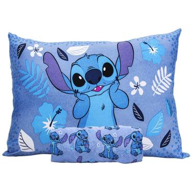 Imagem de Jogo De Cama Portallar Solteiro Malha Mista Joy Disney Stitch 02 Pçs Azul