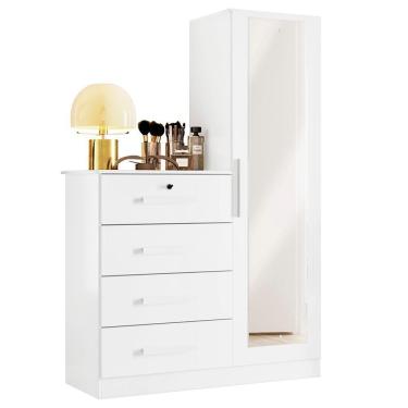 Imagem de Cômoda Belize Plus Com 1 Porta E 4 Gavetas Branco Fosco - Móveis Albatroz Branco Fosco