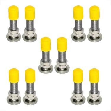 Imagem de Kit 10 Unidades Válvula Grossa Americana Schrader Com Tampa Bicicleta Bike Camara de ar