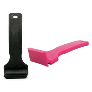 Imagem de Alavanca de pneu de bicicleta 2 em 1 e kit de ferramentas de emergência para pé de cabra - design durável ABS com ferros de pneu preto e rosa choque para bicicleta de estrada, MTB, reparos híbridos
