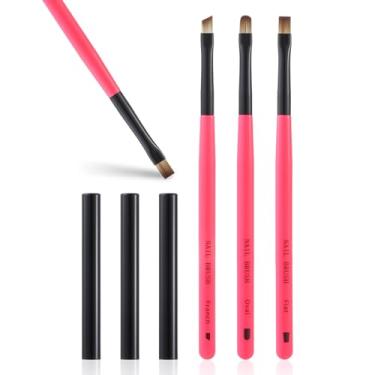 Imagem de INENK 3 Pincéis De Limpeza Unhas Para Removedor Esmalte Opi, Cutículas, Arte E Designs Resistentes À Acetona (Rosa Bb)