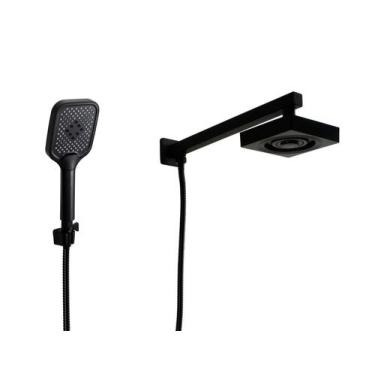 Imagem de Ducha Chuveiro AutoLimpante Preto ABS com Chuveirinho Manual - AMG Met