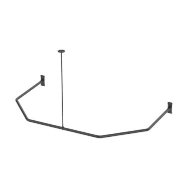 Imagem de Naiture varão de cortina de chuveiro em forma de D 137 x 76 cm com suporte vertical de teto de 91 cm, aço inoxidável, acabamento preto