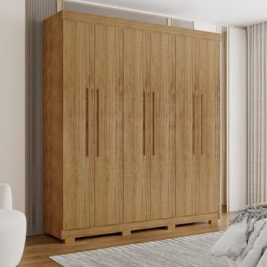 Imagem de Guarda Roupa Casal 2m 6 Portas 4 Gavetas Porto Bello Cedro - Rud Rack