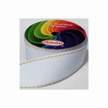 Imagem de Fita jeans pesponto sinimbu , Branco, N2 10mmx10mt R$ 11,00