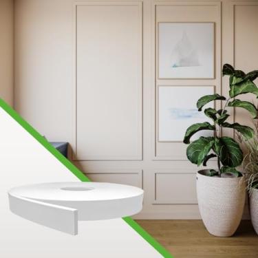 Imagem de Boiserie Roda Meio Painel Ripado de EVA Autocolante – Revestimento Decorativo 3D Adesivo para Parede - Meu Rodapé MRP Branco (2,5 metros, 3,8cm altura)