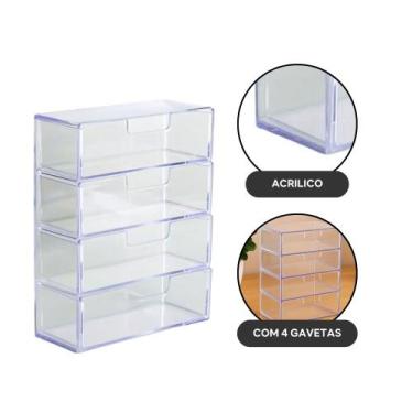 Imagem de Porta Óculos Escuro Sol Organizador Estojo 4 Divisórias Case Transpare