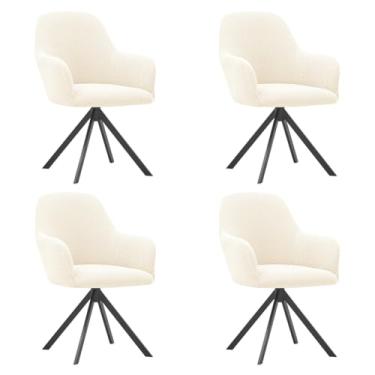 Imagem de Lzyjckh Capa elástica para cadeira de jantar com braços, Protetor para poltrona giratória, Capa para cadeira de escritório, Para penteadeira, sala de estar, quarto,Beige,4PCS