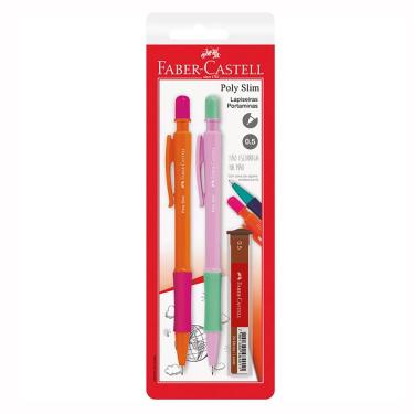 Imagem de Lapiseira 0.5mm Poly Slim Rosa e Roxa c/ 2 uni Faber-Castell