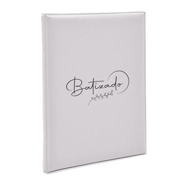 Imagem de Álbum de fotos Ical, encadernação tradicional, para 20 fotos 15x21cm - linha Comemorativo - capa almofadada - modelo batizado - gelo - 381