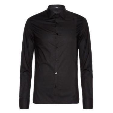 Imagem de Camisa Ellus Masculina Tricoline LY Slim Italian Preta, L/G