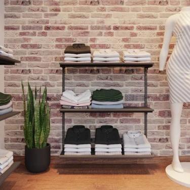 Imagem de Conjunto Cremalheira Estante 3 Prateleiras 94x100x31 cm Comac, Preto