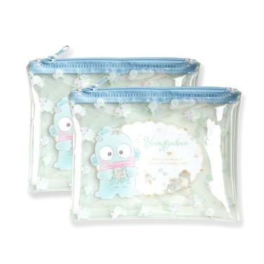Imagem de MENBLY Mini bolsa plana transparente San-rio Japonesa, pacote com 2 - bolsa de maquiagem/cosméticos com estampa floral - compacta e durável - ideal para moedas, cartões, cosméticos, artigos de