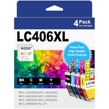 Imagem de LC406XL LC406 Cartuchos de tinta para impressora Brother MFC-J4335DW MFC-J5855DW MFC-J6555DW MFC-J4535DW MFC-J6955DW Impressora de substituição XL de alto rendimento para cartuchos de tinta Brother