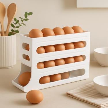 Imagem de Organizador de Ovos para Geladeira Automático Rola - Dispenser Porta Ovos Empilhável 18 Unidades - Otimiza Espaço e Armazenamento