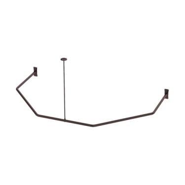 Imagem de Naiture varão de cortina de chuveiro em forma de D 152 x 91 cm com suporte vertical de teto de 91 cm, alumínio, acabamento bronze polido a óleo