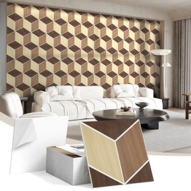 Imagem de Pacote com 12 painéis acústicos, painéis autoadesivos à prova de som para paredes, painéis decorativos de amortecimento de som de impressão de grão de madeira para estúdio, escritório, casa, 30 × 30