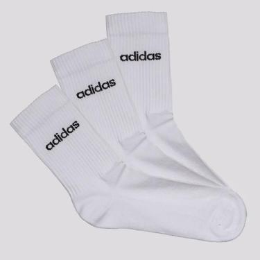 Imagem de Kit Meia Adidas Lin Crew 3 Pares Branca, P
