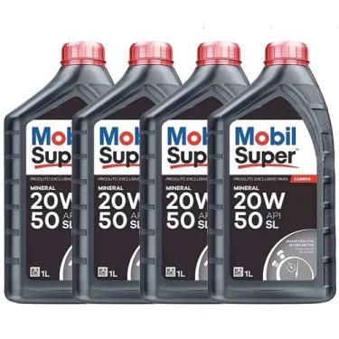 Imagem de Kit Troca de Óleo Motor Mobil Super 20w50 Mineral API SL 4L, MOBIL - P