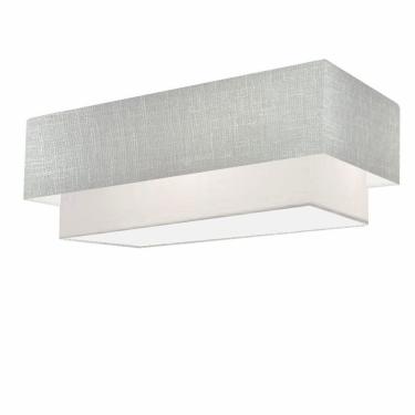 Imagem de Plafon Duplo Retangular Vivare Md-3072 Cúpula em Tecido 99X40cm x 80X30cm - Bivolt