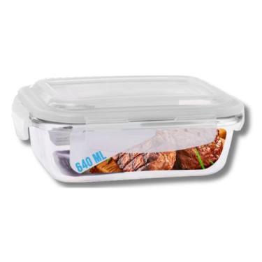 Imagem de Pote Vidro 640ml Marmita Fitness Tampa Hermética 4 Travas 1 UN - Casa 