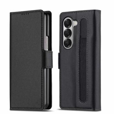 Imagem de Capa para Samsung Galaxy Z Fold6 Business Couro com Porta-Canetas Carteira Slot para Cartões Capa Flip (Para Samsung Galaxy Z Fold6/Preto)