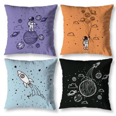 Imagem de Kit 4 Capas Almofada 40cm X 40cm Decorativa Infantil Kids Digital Sem 