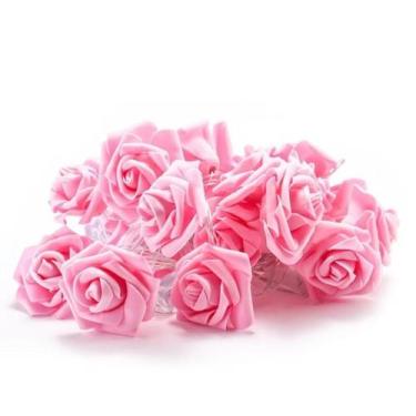 Imagem de Cordão Pisca Pisca 20 Rosas Leds Rosa A Pilha 2 Funções - D Presentes,