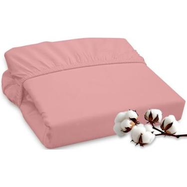 Imagem de ROYALE LINENS Lençol solteiro solteiro com elástico 300 fios, 100% algodão penteado, supermacio, lençol com elástico (solteiro GG, rosa)