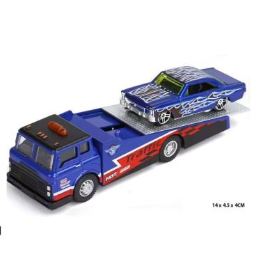 Imagem de Carrinho Reboque Caminhão Die Cast Guincho Baú Metal 1:64