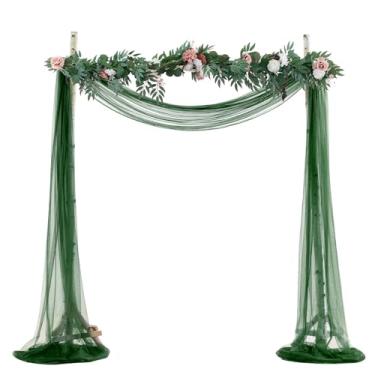 Imagem de BOYOUTH Cortinas de voile transparente para casamento, cortina de tule longo de tule para festas de aniversário, cerimônias, recepção, palco, decoração, verde-escuro, 150 x 600 cm, 1 painel