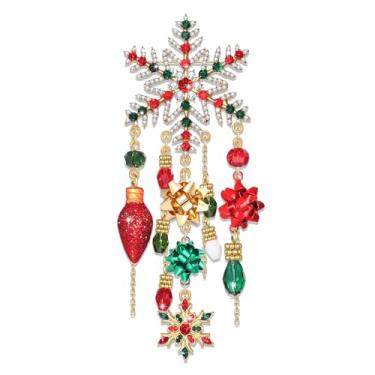 Imagem de YAHPERN Broche de Natal para mulheres, arco de árvore de Natal, floco de neve, rena, broches de alegria, acessórios de joias de Natal, roupas de férias de inverno, lembrancinhas de festa, presentes