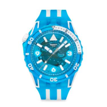 Imagem de Swatch Relógio casual unissex azul de quartzo de origem biológica azul fogo, Azul