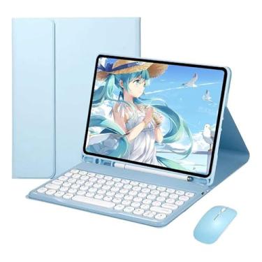 Imagem de Kit de Capa para Samsung Tab S7fe/s7plus/s8plus (Inclui Teclado com Teclas Circulares Bluetooth + Mouse)