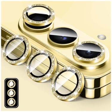 Imagem de LucBuy Protetor de lente de câmera Bling para Samsung Galaxy Z Fold 5, adesivos de filme de cobertura de câmera de vidro temperado, protetor de tela de anel de metal individual de alinhamento