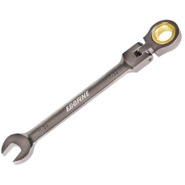 Imagem de Egofine Chave catraca 11/32 cabeça flexível, chave de catraca 11/32 SAE, chave inglesa de engrenagem de grau industrial com extremidade de caixa de 12 pontos, revestimento de níquel catraca de 72