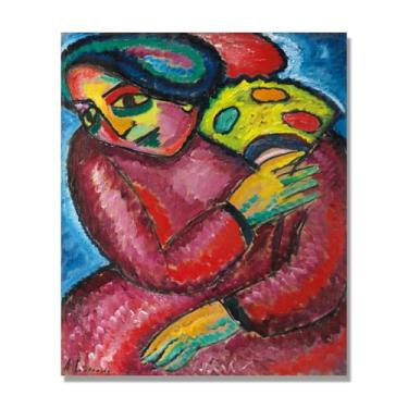 Imagem de NHLDZYH Alexej von Jawlensky, impressão clássica, (dança com leque amarelo), decoração de parede para cozinha, quarto. 40 x 48 cm apenas tela